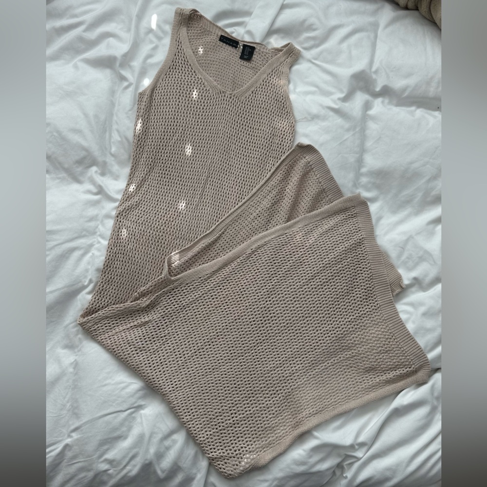 Tahari Light Beige Knit Cover up Dress